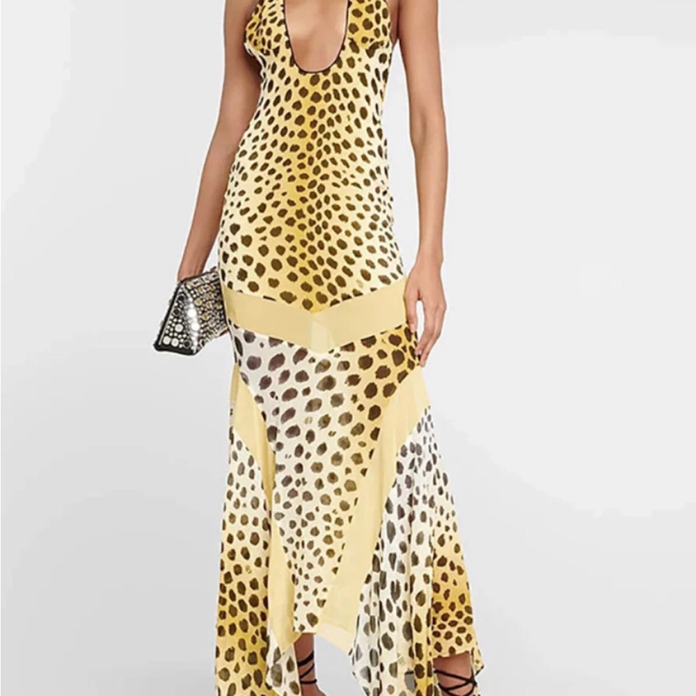 ISO the Attico Yellow Leopard Print Maxi Dress in 4/6